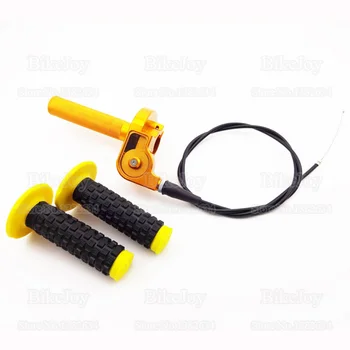 

1/4 Turn CNC Aluminum Twist Throttle + Hand Grips + 1.2m Cable for RM 80 85 125 200 250 cc Dirt Pit Bike ATV Quad Motocross