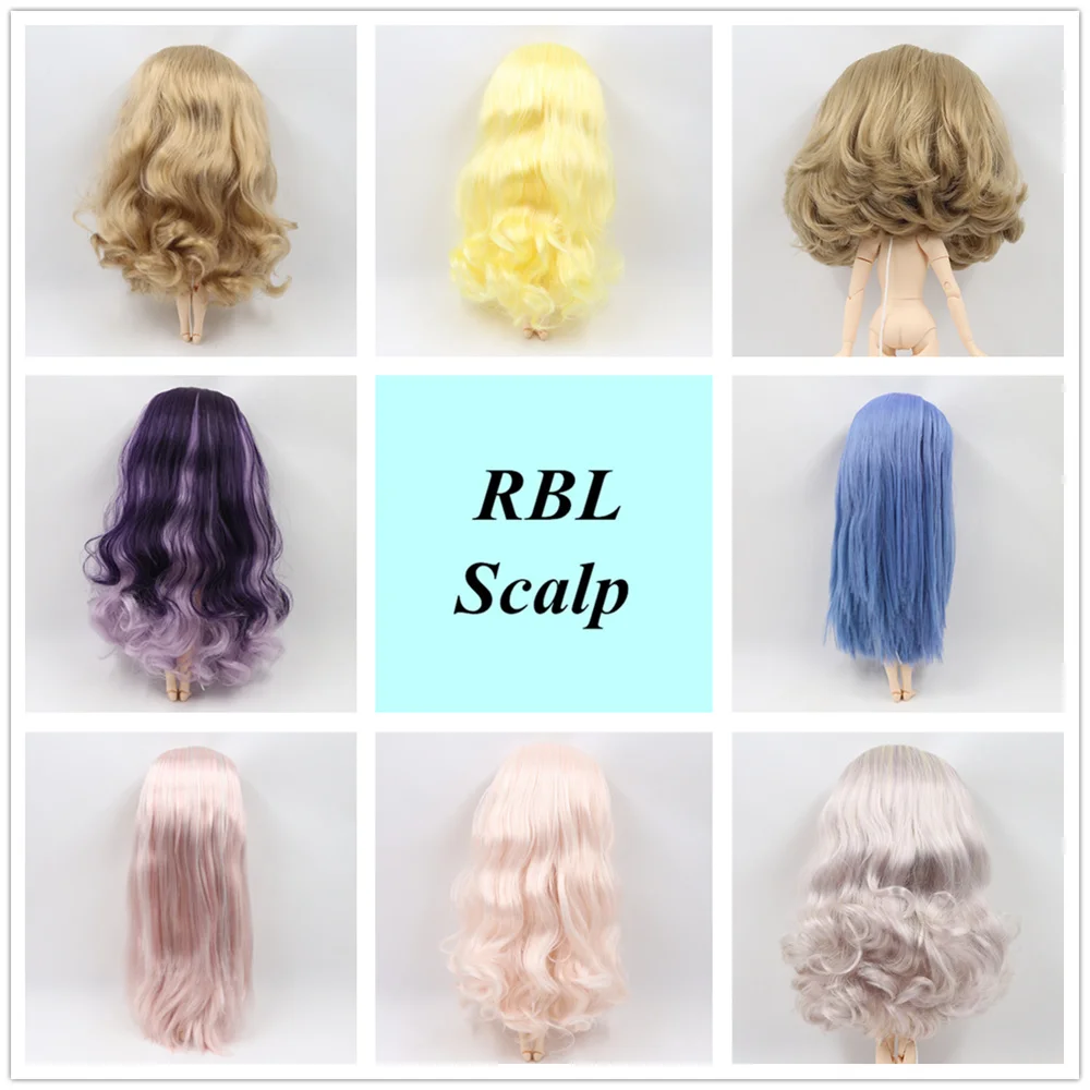 

1/6 Blyth Doll RBL Scalp Wigs including the hard endoconch dome with bang/no bangs soft straight and curls hair