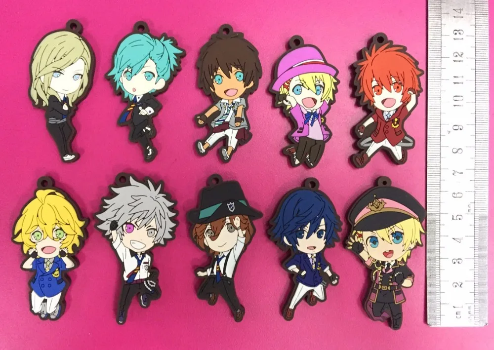 

10pcs/lot Uta no Prince-sama Maji Love 1000% Japanese anime figure rubber mobile phone charms/key chain/strap