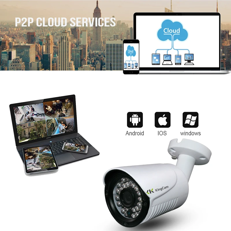 Cheap Kingcam Security POE IP Camera Metal Network Camera Video Surveillance 1080P Night Vision CCTV Waterproof outdoor 2MP Bullet Cam