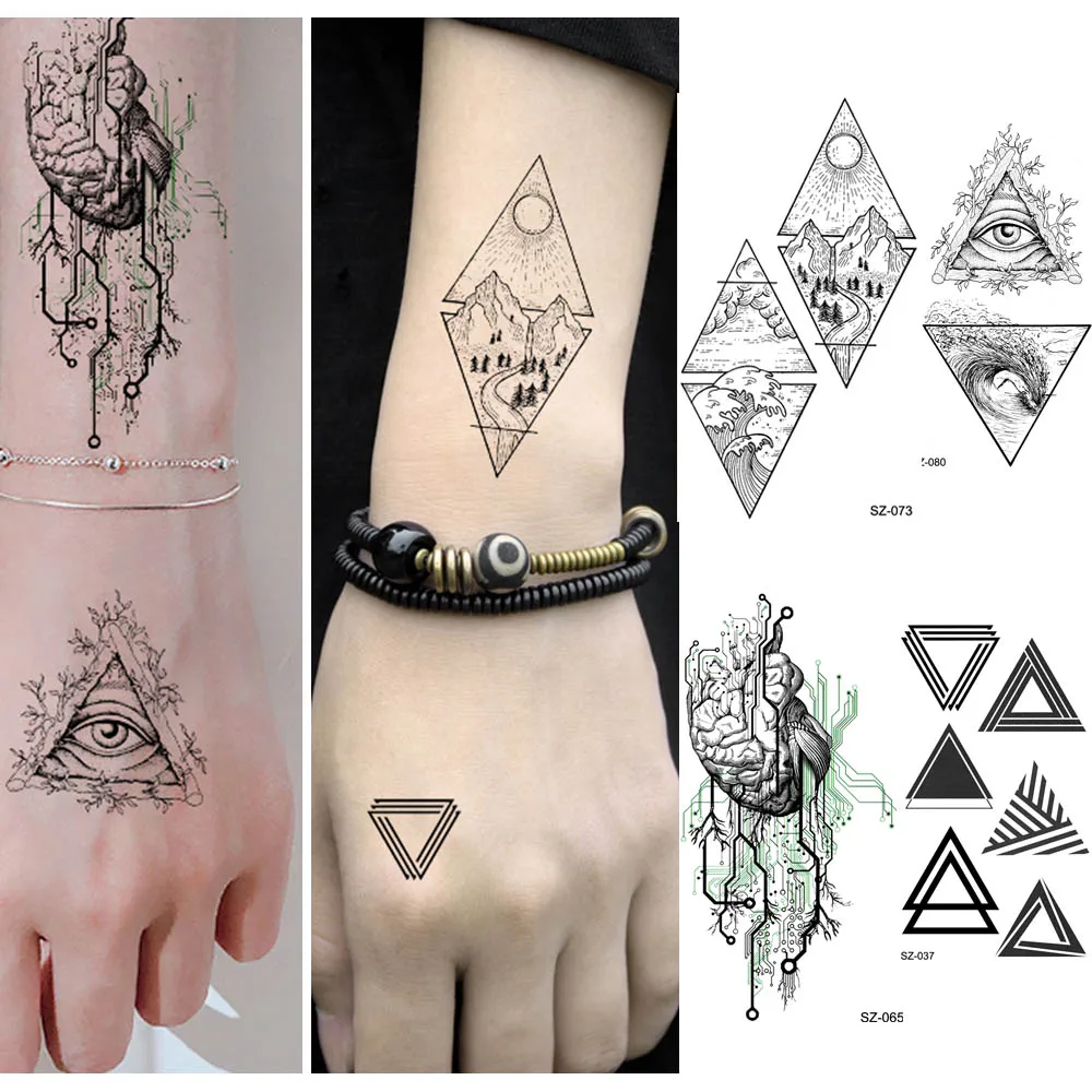New Tattoo Stickers Eye Waterproof Simple Black Triangle Small Figure 105 6cm Disposable Tattoo Men And Women Hand Tattoo