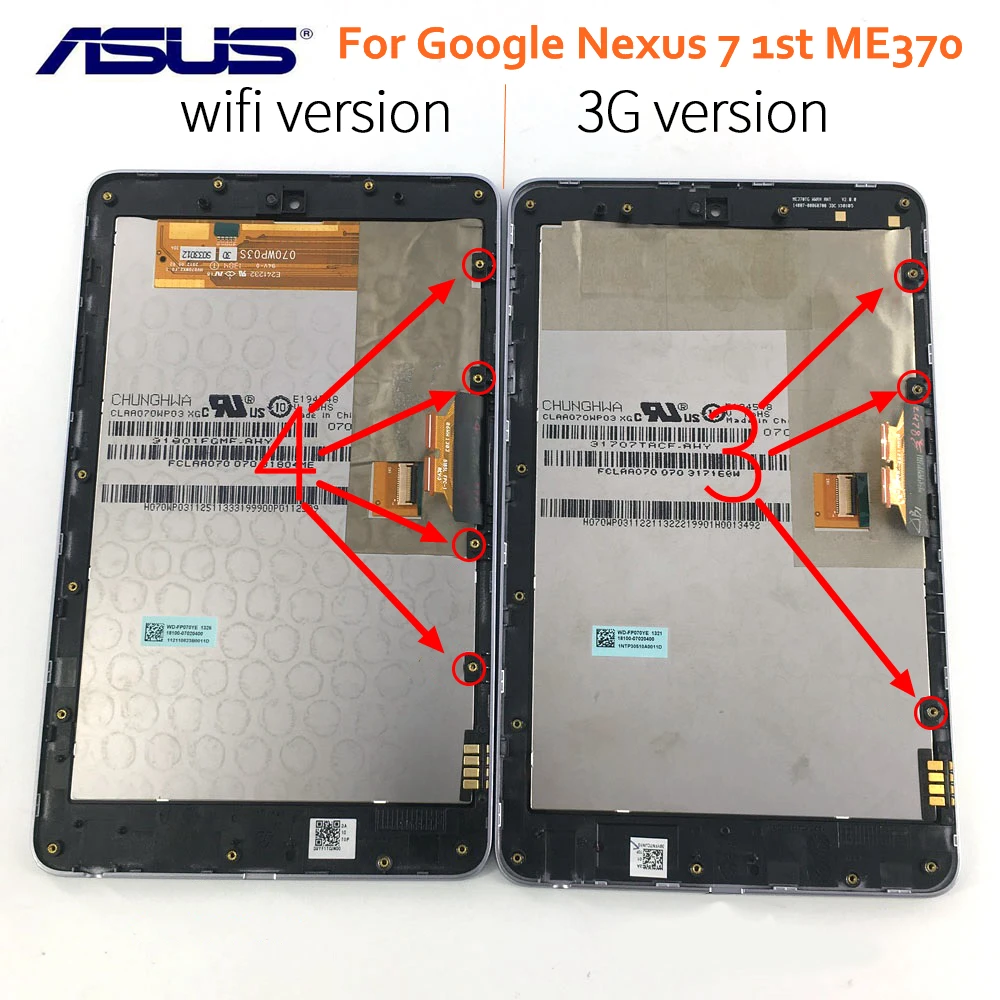 ЖК-дисплей для Asus Google Nexus 7 1st ME370 2012+ сенсорный экран дигитайзер стекло с рамкой в сборе