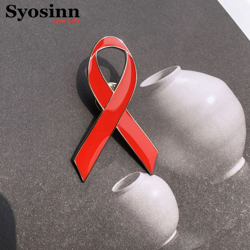made in USA AIDS//HIV Awareness red ribbon pin