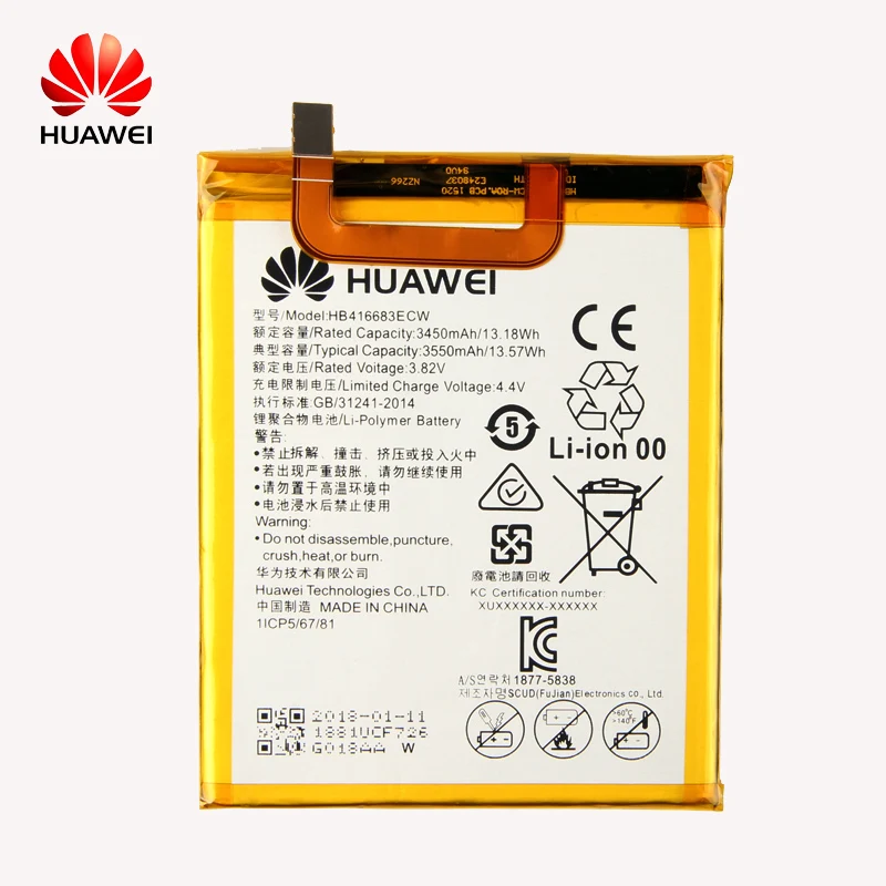 

Original Huawei HB416683ECW Rechargeable Li-ion phone battery For Huawei Nexus 6P H1511 H1512 3450mAh