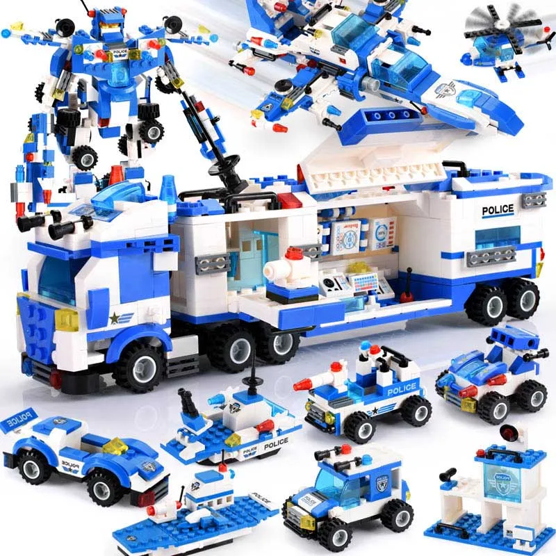 

825-762PCS 8 IN 1 Robot Aircraft Car Building Blocks City Police Blocks Sets Creator Bricks DIY Construction Block Toys Children