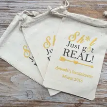 Пользовательский текст только что получил Готовые свадебные вечерние аптечки набор от похмелья ювелирные изделия пользу муслиновые мешки Девичник сувениры для девичника