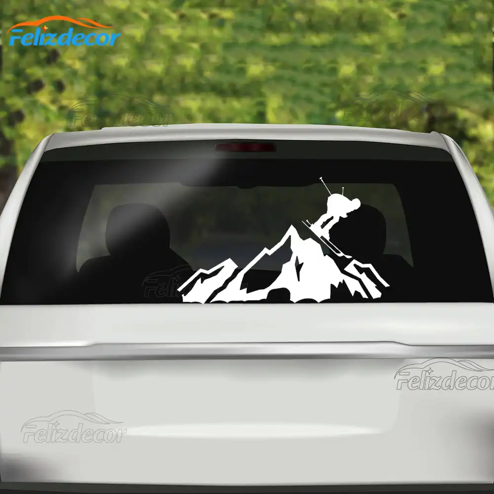 20*12cm Skier Racing Down the Mountain Car Decals Ski Slopes Vinyl Cut Decal Art Car Window