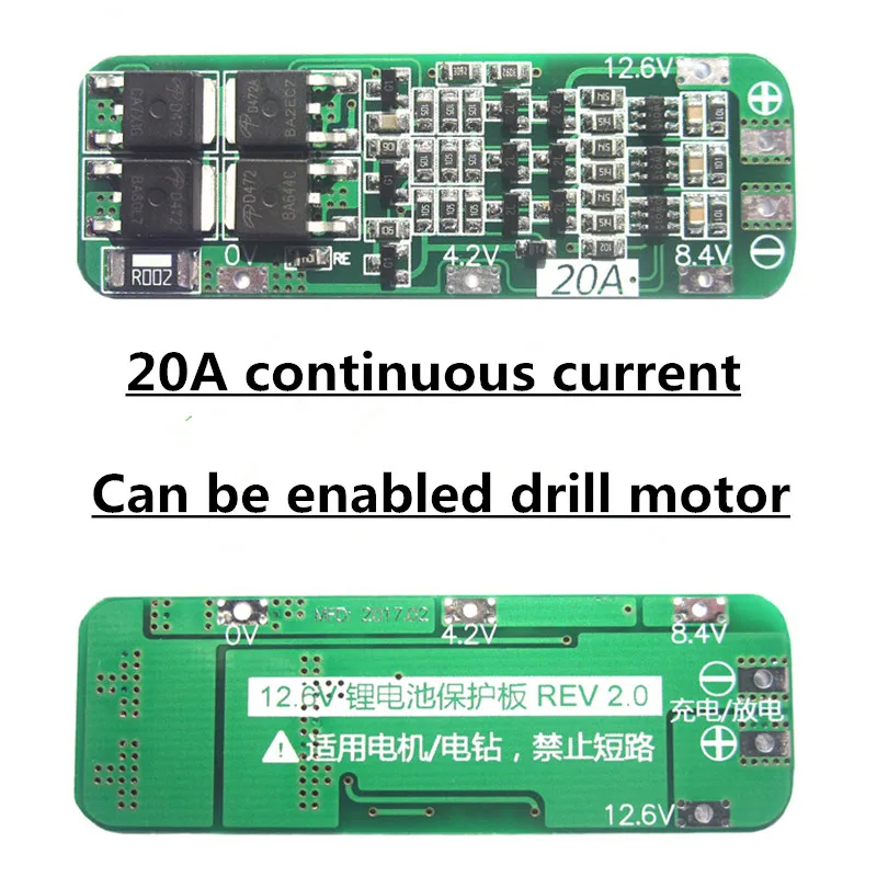 

New 3S 20A Li-ion Lithium Battery 18650 Charger PCB BMS Protection Board 12.6V Cell Module 64x20x3.4mm