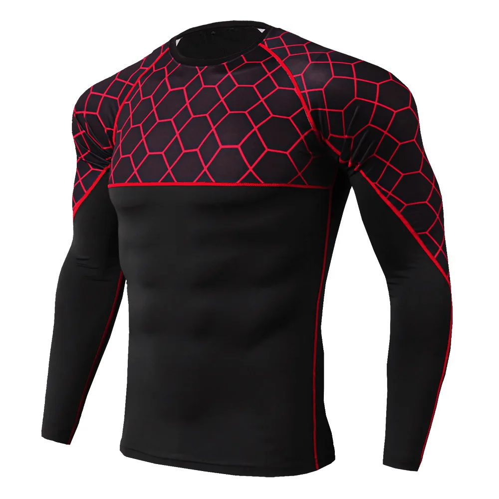 Новая быстросохнущая футболка для бега Мужская Фитнес-плотно спортивная рубашка мужская спортивная одежда Бодибилдинг Рашгард Мужская футболка для спорта