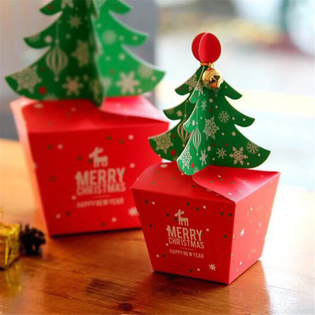Шт. 1 шт. картон Красная рождественская елка упаковочная коробка Кексы десерт печенье конфеты подарок Рождество яблоко коробка с