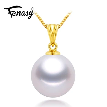 

FENASY 18K Yellow Gold pendant pearl Jewelry antlers necklaces & pendant for lovers pearl pendants send s925 silver necklaces