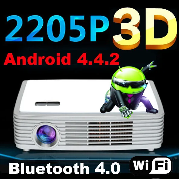 

2016 1080P Android 4.4 Wifi Bluetooth Digital Smart DVD Beamer HDMI HD 4K DLP Shutter 3D pico Projector LED Video proyector