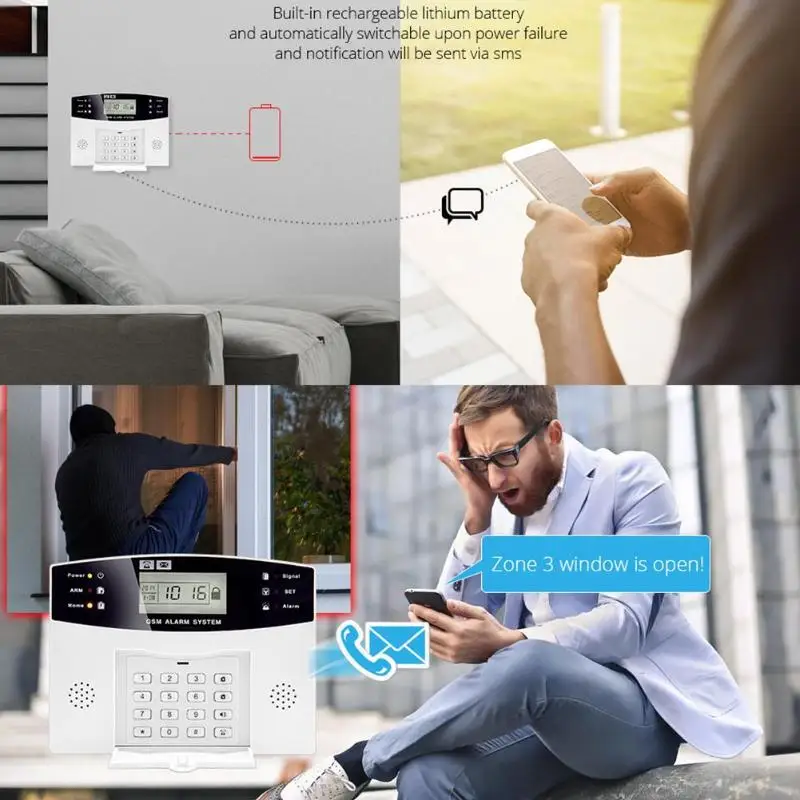 Беспроводная система сигнализации SMS GSM PSTN сети дома PIR детекторы движения
