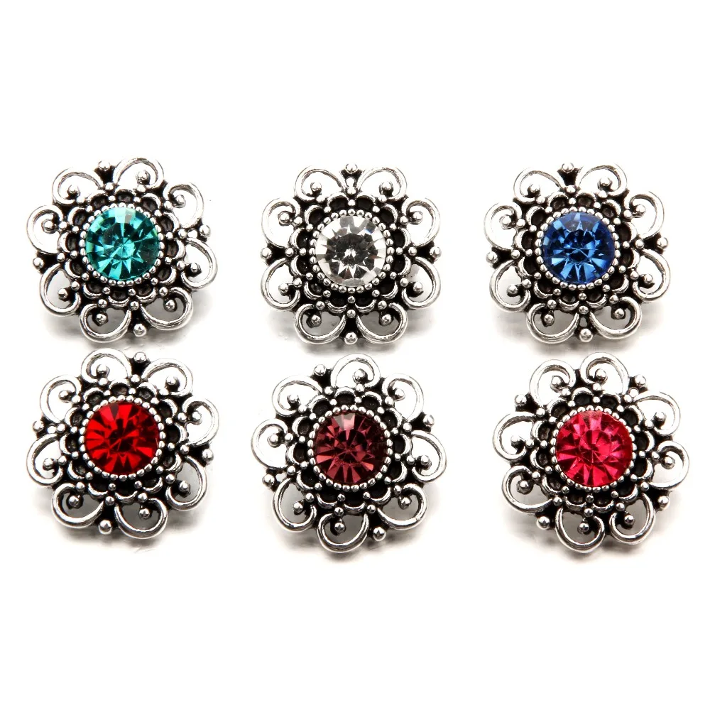 

High Quality 18mm Metal Snap Button Charm flower design button Snap Button Jewelry TZ0031