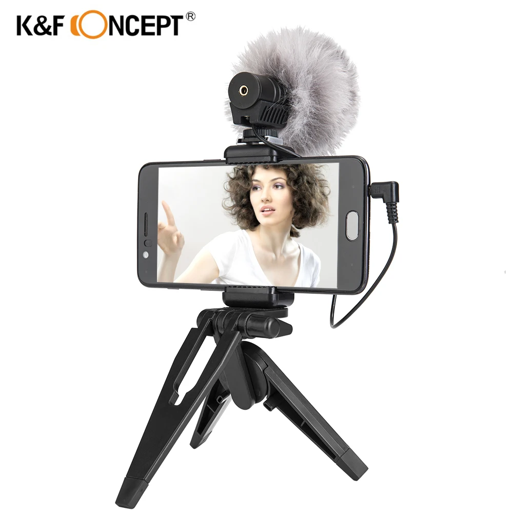 

K&F CONCEPT Recording Microphone Interview Mic Condenser With Stand Tripod for iPhone 6 7 8 plus for Xiaomi Huawei smart phone