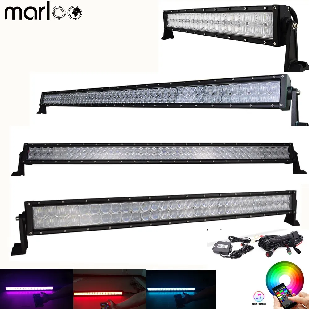 Car 5D RGB 22 32 42 50 52 inch LED Work Light Bar 120W 180W 240W 288W 300W Bluetooth App Control Music Flash Multicolor Led | Автомобили и