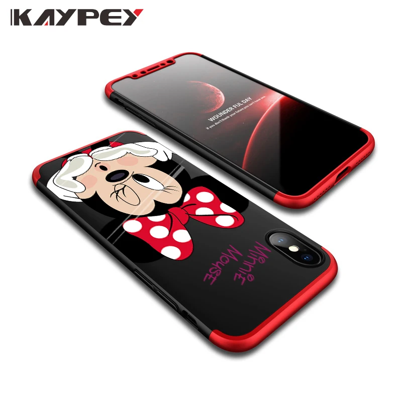 

Luxury 360 Degree Protection Cases For iPhone X Case Mickey Minnie Mous Plastic Hard Back Cover Cases For iPhone 8 8 Plus coque