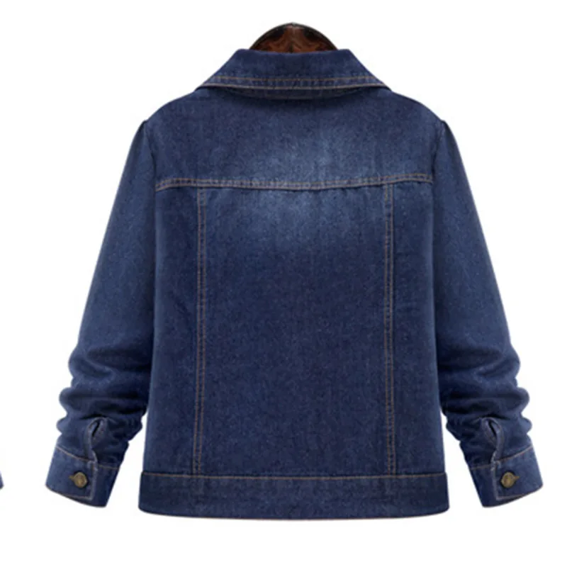 

New Women Turn-Down Collar Blue Coats Casual Long Sleeve Denim Jackets Short Spring Autumn Single Breasted Jeans Outerwear