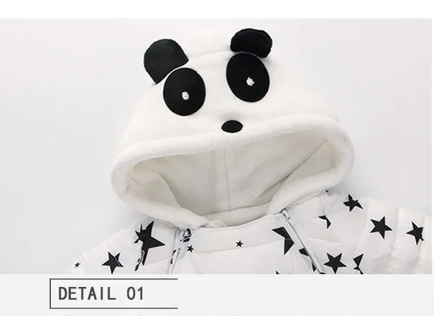 Зимняя детская одежда для малышей с рисунком «панда»; куртка с капюшоном цельный комбинезон с плюшевой подкладкой утепленные Новорожденные одежда из хлопка для мальчиков