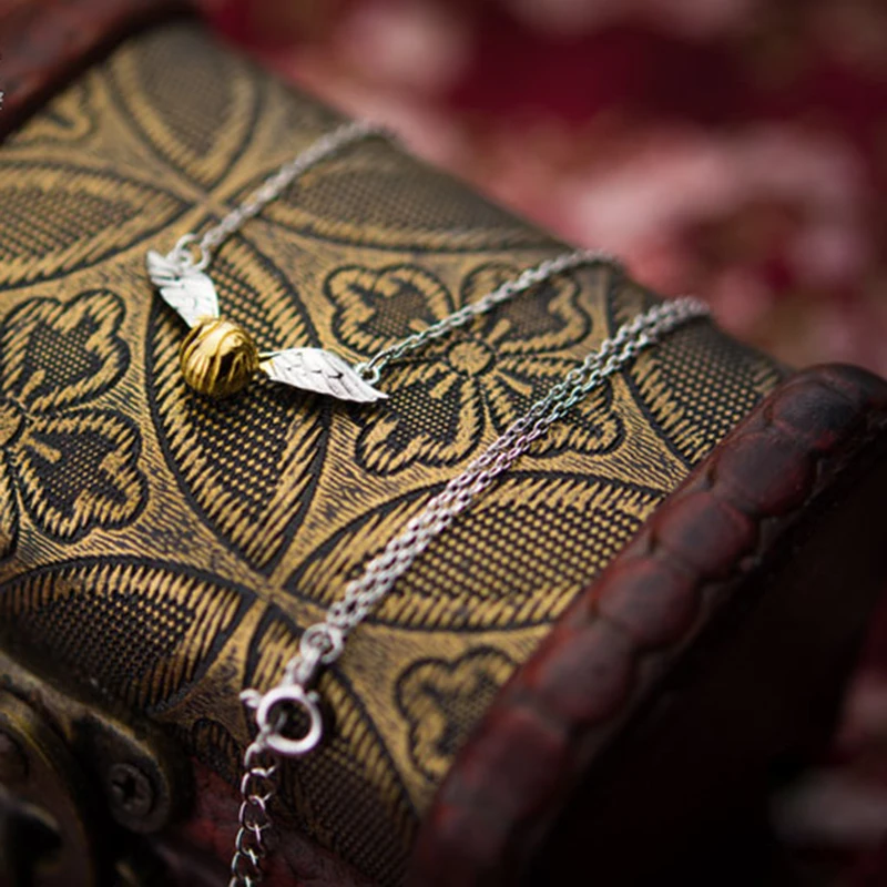 

2018 Women And Men Fashion Retro Deathly Hallows Necklace 925 Silver Gold Snitch Exquisite Ball Wings Pendants Choker Wholesale