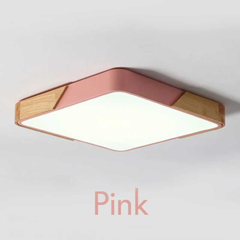 Комнатный светодиодный потолочный светильник с пультом дистанционного управления современный дом деко скандинавский деревянный потолочный светильник квадратное Домашнее освещение гостиная - Цвет корпуса: Pink