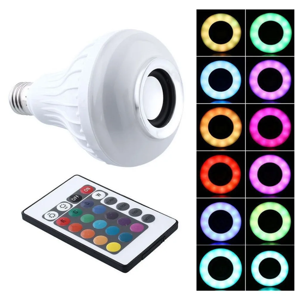 Smart RGBW Wireless Bluetooth Speaker Bulb Music Playing Dimmable LED Light Lamp Bulbs with Remote Control E27 12W Smart RGBW Wireless Bluetooth Speaker Bulb Music Playing Dimmable LED Light Lamp Bulbs with Remote Control E27 12W