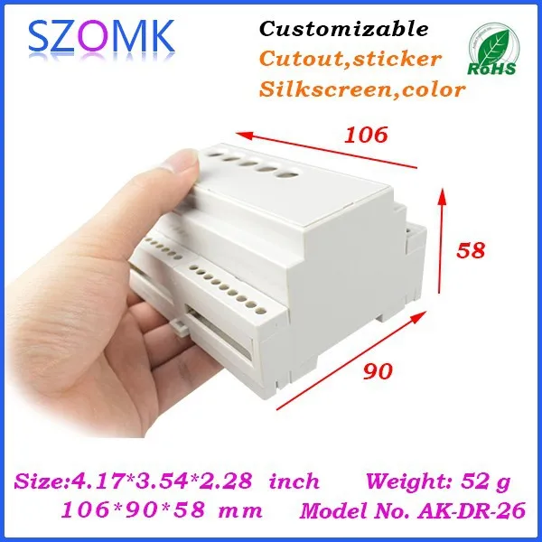 

10 pcs/lot abs plastic din rail electronics enclosures box project instrument housing 106x90x58 mm 4.17x3.54x2.28inch