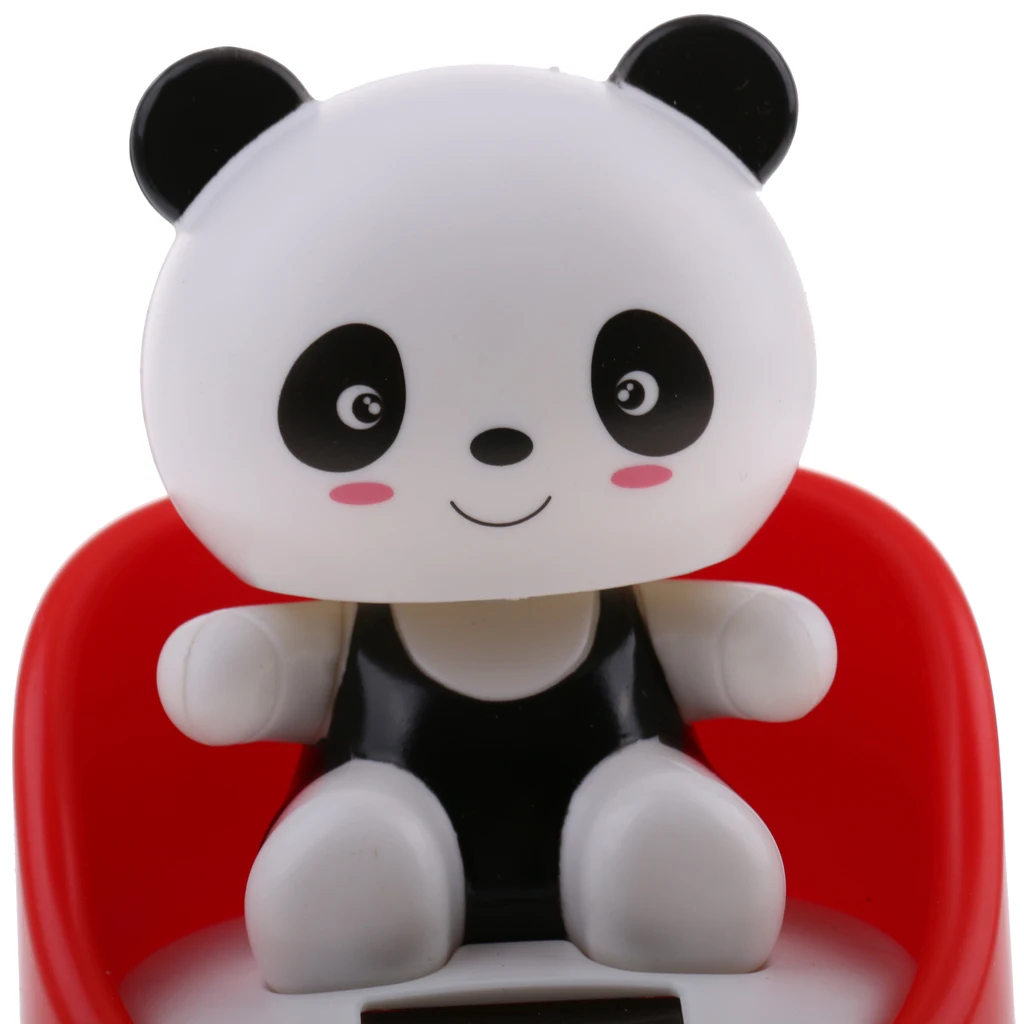 Adorable Plastic Solar Powered Toys Noding Head Figurine Model Home Car Ornament Panda Novelty Gag Toys for Kids Birthday Gift