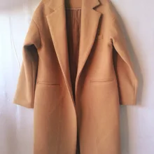 Manteau femme, Корея,, весна-зима, хаки, с зубчатым отворотом, шерстяное, толстое, теплое пальто, женская куртка, abrigos mujer, модная ткань