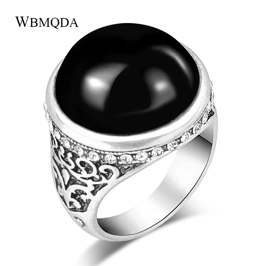Wbmqda модное кольцо с цветком круглые кольца натуральным камнем для женщин