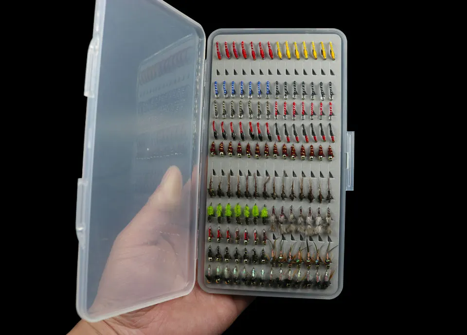 Conjunto para Pesca com Mosca Ultra-fino Portátil Ninfa Scud Midge Mosca Pesca Moscas Caixa Fina Truta Iscas 133 Pçs - Set 4 para pesca com mosca truta iscas