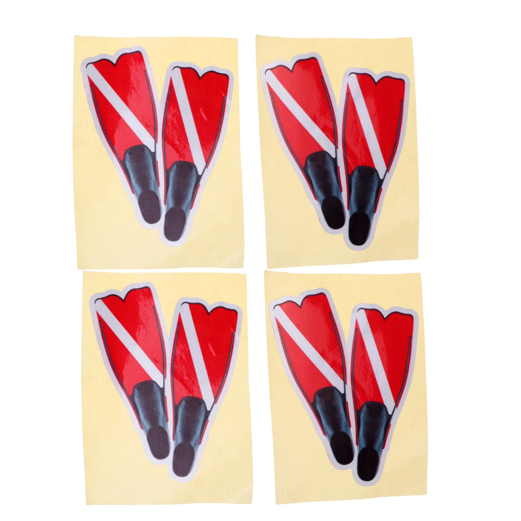 4Pcs Premium Waterproof PET Scuba Diving Dive Fins Sticker Decal for Diver Down Fishing Jet Ski Car Boat Truck Bumper Window 