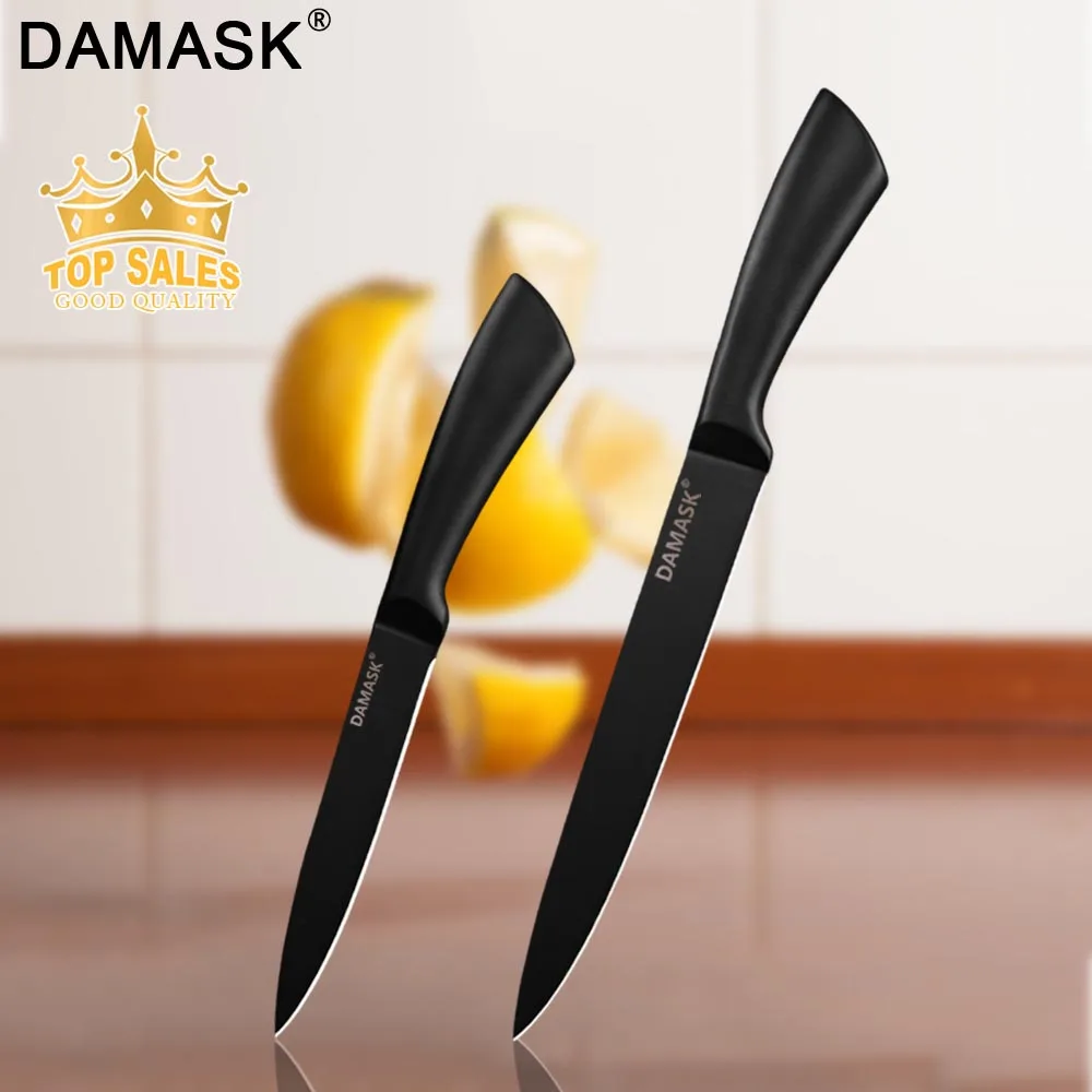 

Damask Stainless Steel Kitchen Knives 2Pcs Set Non-stick Coating Stainless Steel Handle Slicing Filleting Kitchen Knife Cutlery