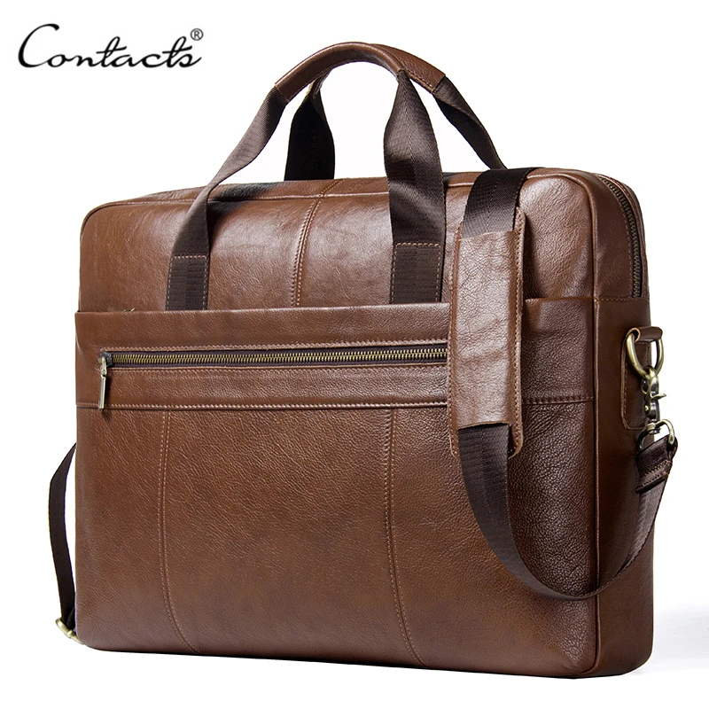 Top Quality Genuine Leather Male Messenger Bag With 15.6&quot; Laptop Interlayer Zipper Crossbody ...