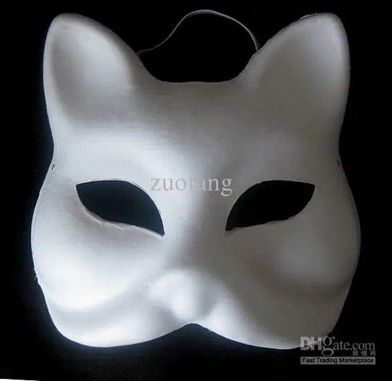  Unpainted Blank White Environmental Paper Pulp Fox Masks , DIY Fine Art Painting Programs 