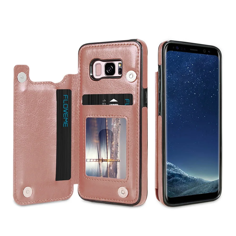 Чехол KISSCASE со слотом для карт для samsung Galaxy S10 S9 S8 Plus, чехлы с держателями для samsung S7 S6 Edge Plus S10e Note 9 8 10 Plus, чехол - Цвет: Rose Gold