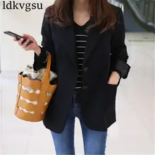 Весенний женский Блейзер размера плюс, элегантный женский пиджак, Женский деловой пиджак, женские офисные костюмы, черная верхняя одежда A724