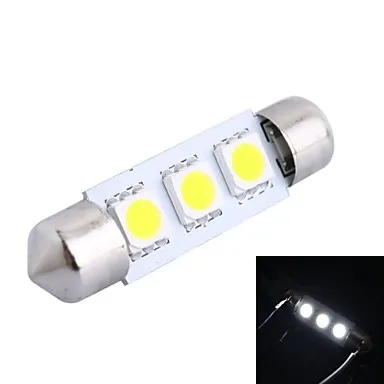 

39mm 0.6W 50LM 6000K 3x5050 SMD White LED for Car Reading/License Plate/Door Lamp (DC12V, 10Pcs)
