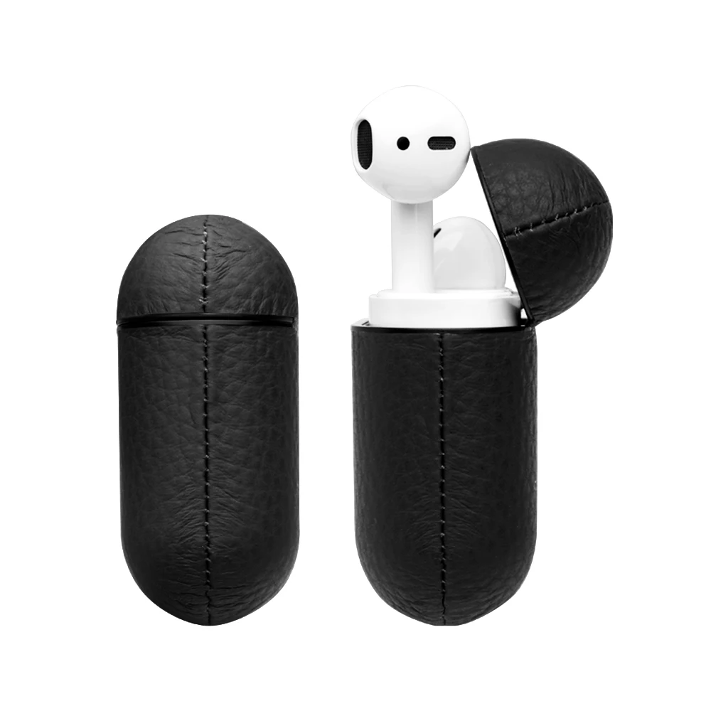 QIALINO чехол из натуральной кожи для Apple AirPods2, мягкий силиконовый чехол с защитой от потери, мини-карман для Apple AirPods1/2, ультратонкая сумка