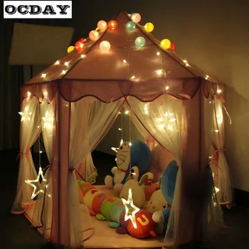 

OCDAY Kids Play Tents Folding Toy Tent Pink Lovely Princess Castle Cute Playhouse Portable Play Tent Outdoor Toys For Children