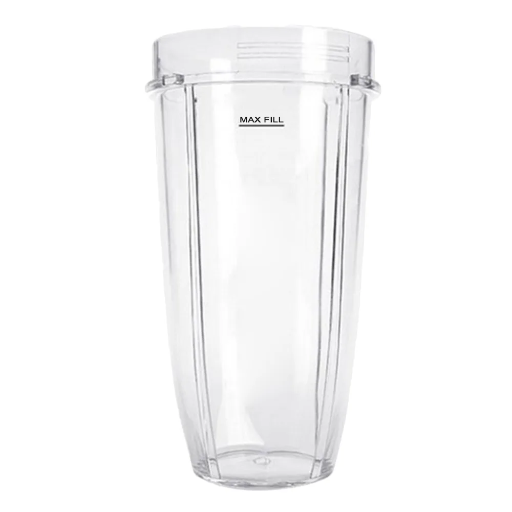 Nutri Ninja Blender 24 Oz Replacement Clear Tumbler Cup & Black Flip Top Lid