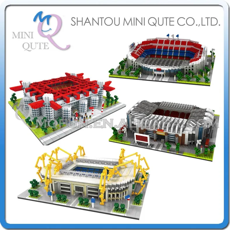 

Mini Qute PZX famous Football field Court world architecture Old Trafford Camp Nou building block educational gift toy for kids