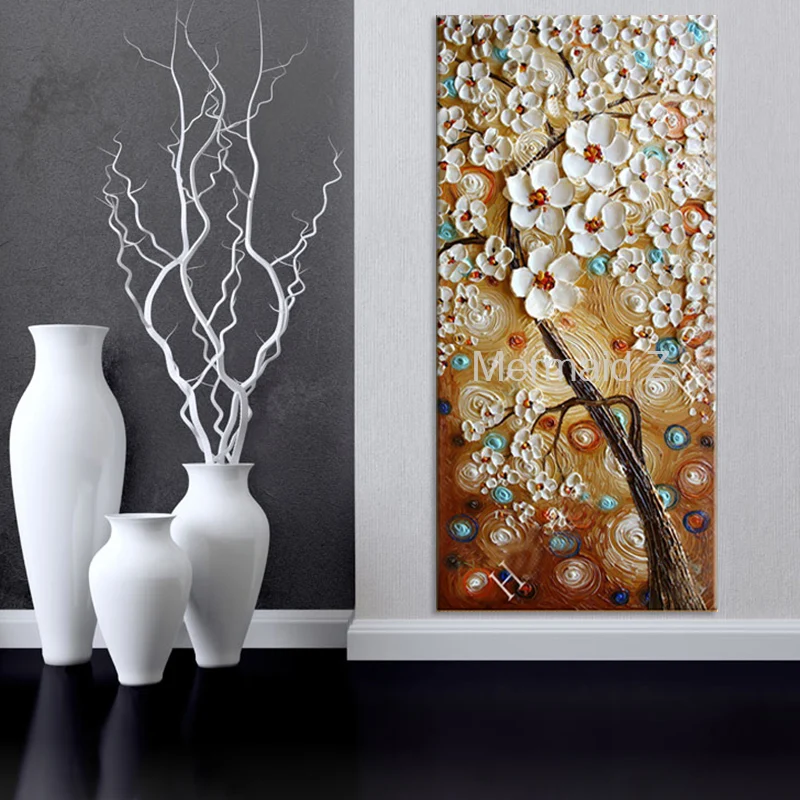 

Hand painted oil painting art pictures thick pallete knife oil paintings on canvas flower tree modern home decoration