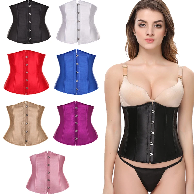 Women Steel Boned Waist Trainer Underbust Corset Shaperwear Top Shaper Plus Size