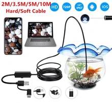 3 in 1 USB Endoscope Hard/Soft Cable 720P Borescope Inspection Camera For Android Type-c PC Waterproof Snake Camera 2/3.5/5/10M