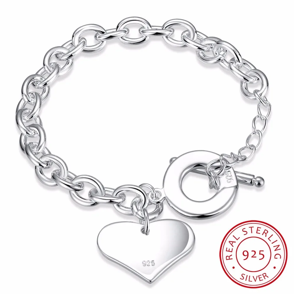 Lekani модный гладкий браслет с сердечком для женщин, браслеты из стерлингового серебра 925 пробы, женский браслет с цепочкой, Pulseira