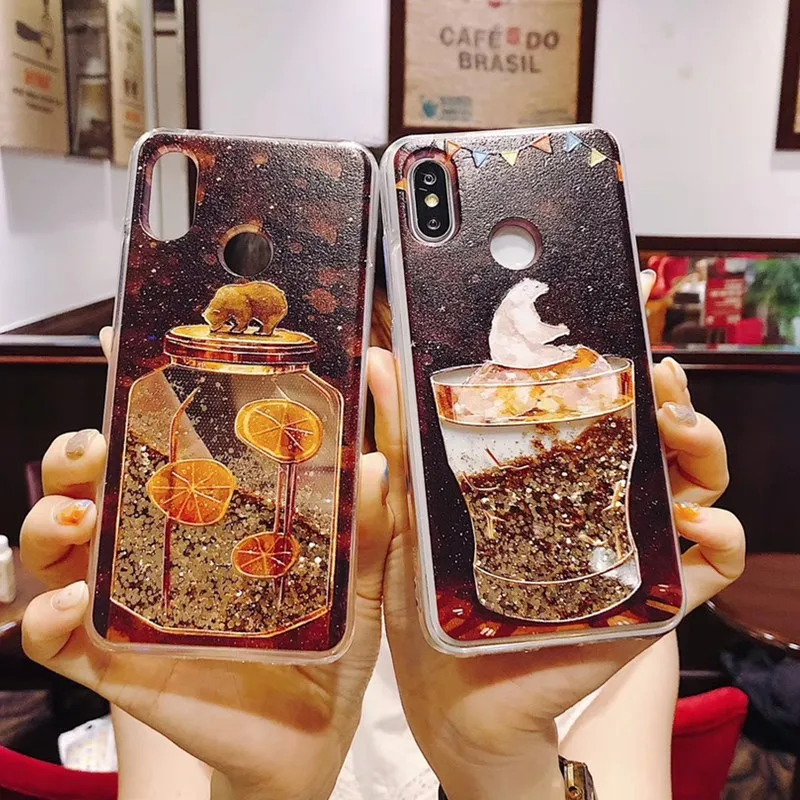 

For iphone 7 Plus Case Wishing Bottle Bear Silicone Quicksand Liquid Glitter TPU Soft Cover For iPhone X XS 6 6s 7 8 plus Coque