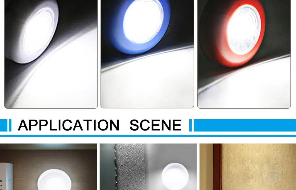 Press Switch Wireless LED Under Cabinet Light Sticker for Wardrobe Kitchen Closet Wall Stair Light Battery Powered (10)