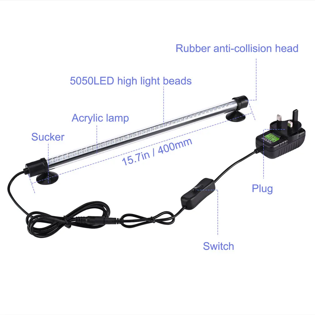 LED Aquarium Submersible Lamp Aquarium Fish Tank Plant DC 12V LED Light Waterproof IP68 Bar Lamp