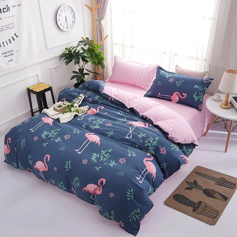 

Flamingo Bedding Set Luxury Duvet Cover And Pillowcase Set Bedding Queen Set Family Bed Linen Euro Home Textile Bedding Animal